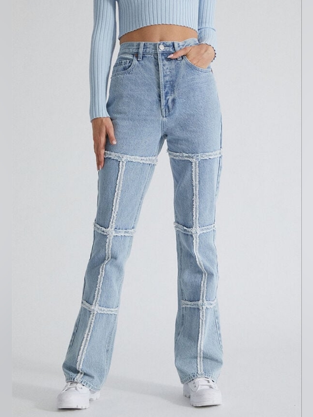 PacSun Frayed High Waist Bootcut Jeans Sz 27 Retro 90s Boho Coastal